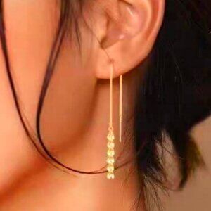 18k Saudi Real Gold  Tictac Dangling Earrings
